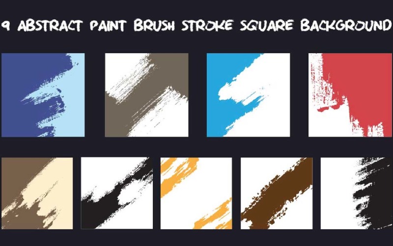 9 Abstract Paint Brush Stroke Square Background