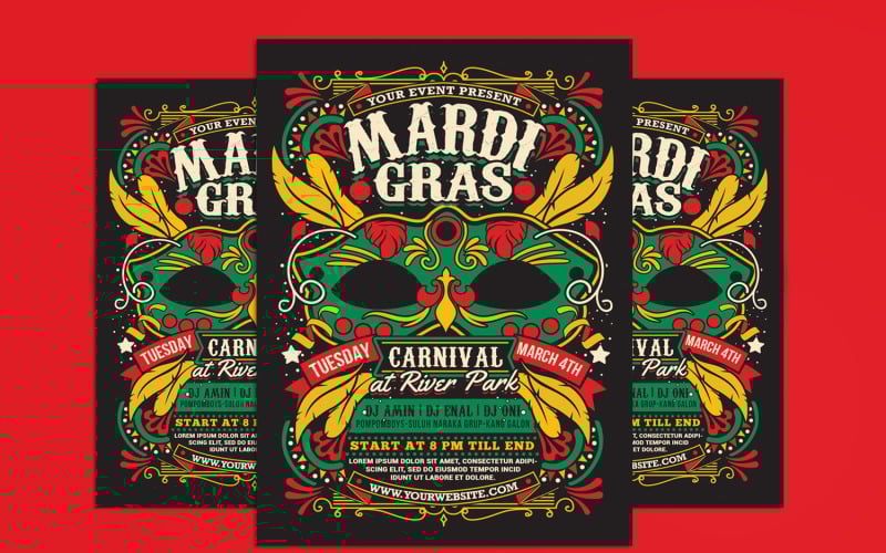 Mardi Gras Flyer Poster Template Corporate Identity