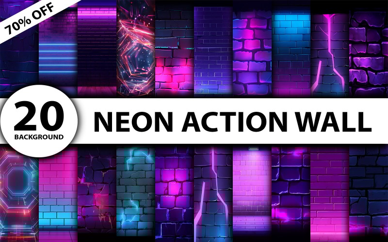 Neon action wall background bundle Background