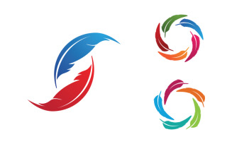 Pen feather writer logo illustration design template v.8