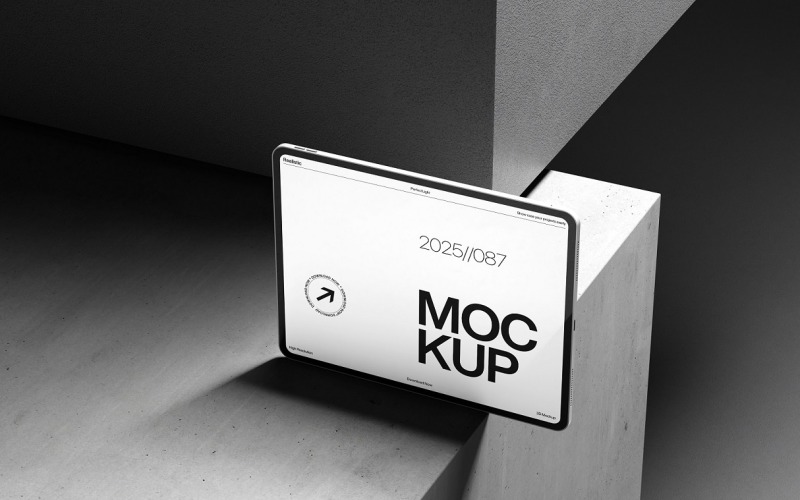 Realistic Tablet Mockup on Concrete Background Product Mockup