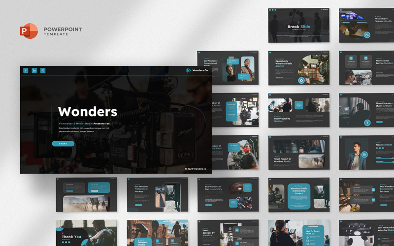Wonders - Video, Film, & Movie Powerpoint Template PowerPoint Template