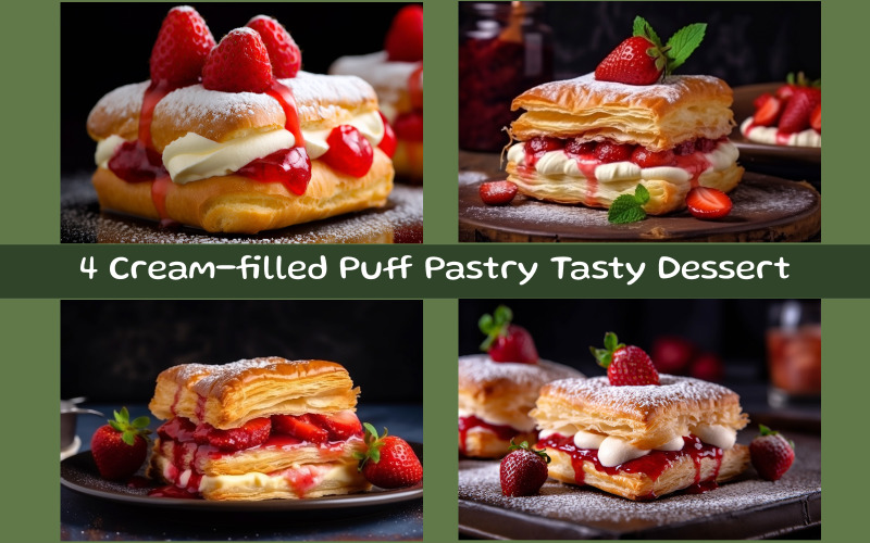 Cream-filled Puff Pastry Tasty Dessert Illustration