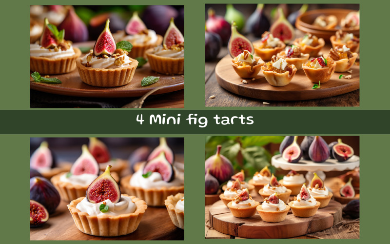 Mini tasty fig tarts AI image Background