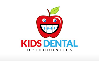 Pediatric Dentistry Apple Teeth Kids Dental Orthodontics Logo Design