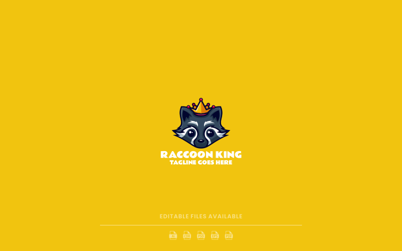 Raccoon King Simple Mascot Logo Logo Template