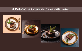 Delicious brownie cake with mint