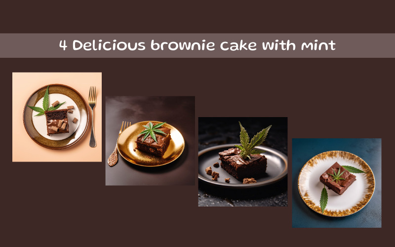 Delicious brownie cake with mint Background