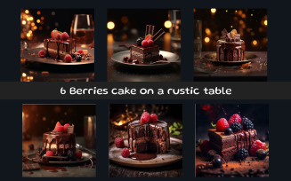 Berries cake on a rustic table