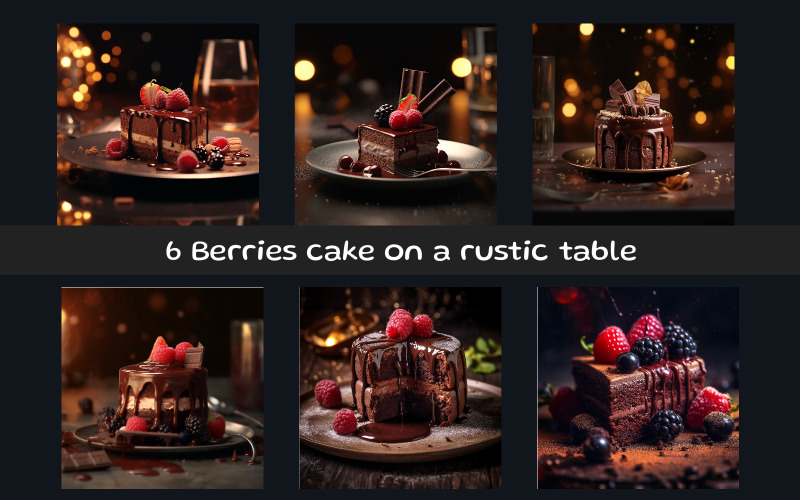 Berries cake on a rustic table Background
