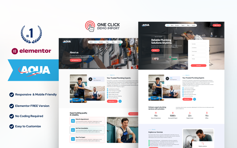 AquaPro — Plumbing Service Elementor Template Kit Elementor Kit