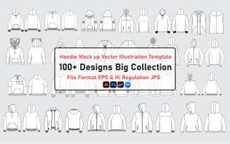 100+ Hoodie technical Drawing fashion flat sketch vector illustration mock up template bundle.