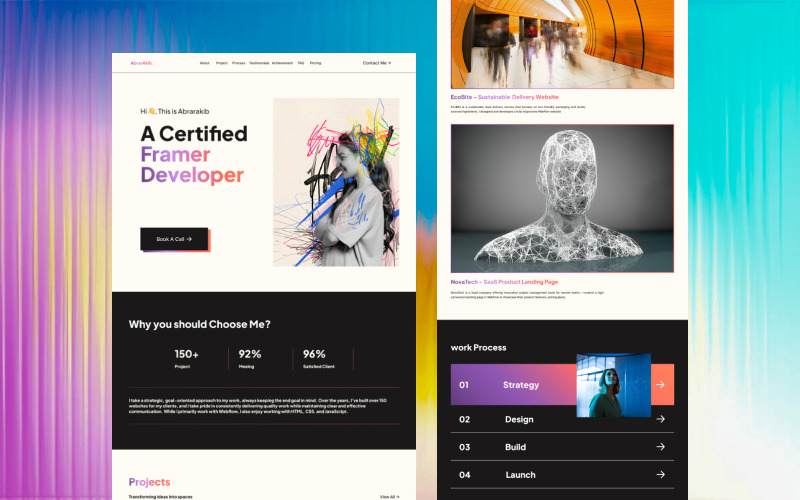 Portfolio website landing page UI Element