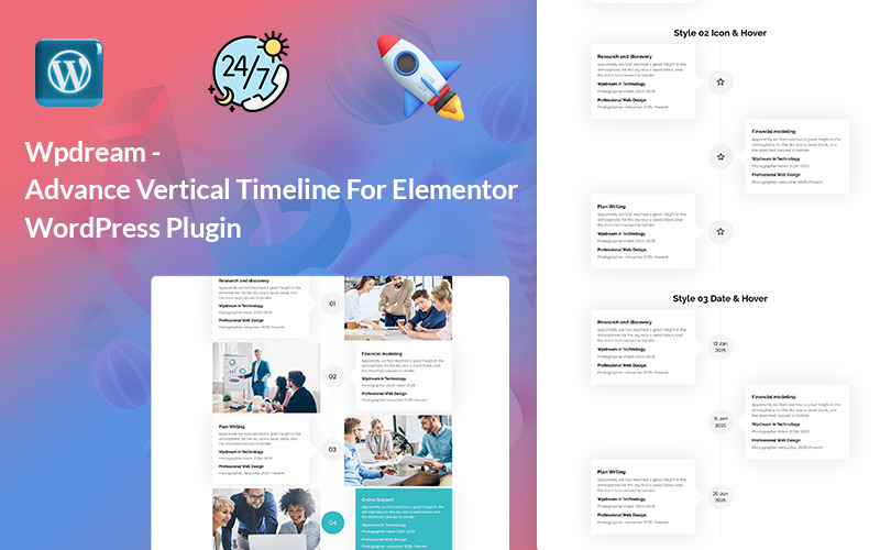 Wpdream - Advance Vertical Timeline For Elementor WordPress Plugin