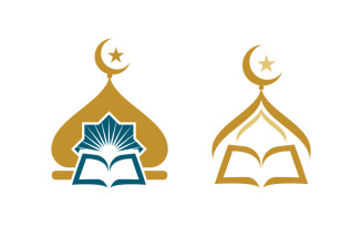Mosque Islamic Vector icon logo design illustration Template v.24