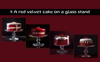 A red velvet cake on a glass stand