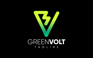 Letter V Eco Green Energy Volt Logo Design