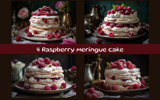 Raspberry meringue cake AI image