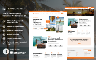 Travel Pure – Free Elementor Pro Template Kit for Tours & Travel Websites