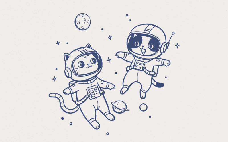 Cats In Space Vintage Retro, Cat Lover png, I Love Cats png, Cat Owner png, Kitten Breeds, Cats in Illustration
