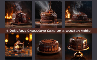 Delicious Chocolate Cake on a wooden table