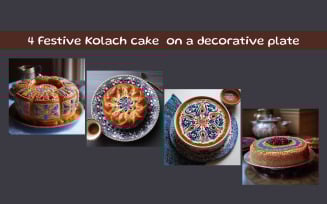Festive Kolach cake on a decorative plate