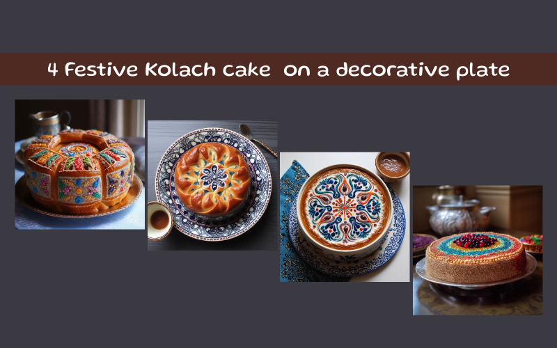 Festive Kolach cake on a decorative plate Background