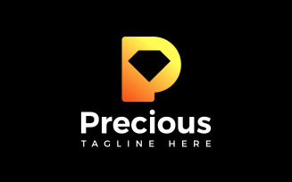 Letter P Precious Luxury Golden Diamond Logo Design