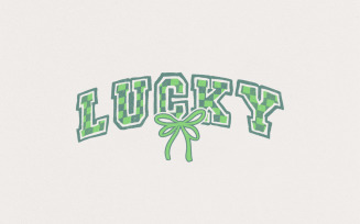 Lucky St Patricks Day PNG, Retro St Patrick Sublimation Design, Lucky Shamrock Coquette Bow, Irish