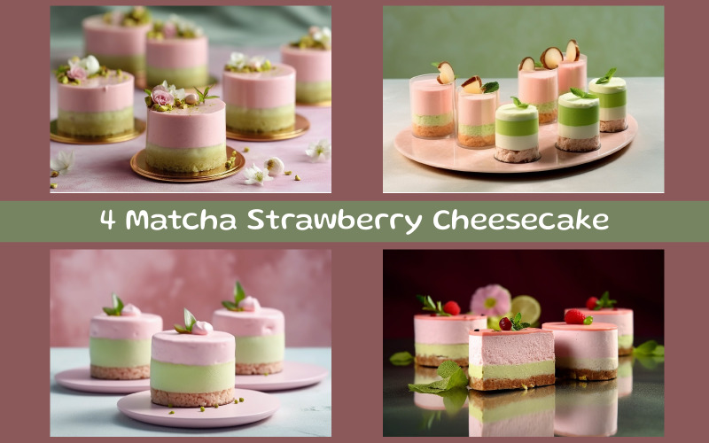 Matcha Strawberry Cheesecake Background