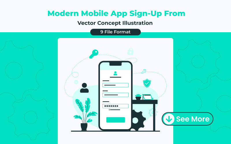 Modern Mobile App Sign-Up Registrations Form Concept vector design Illustration