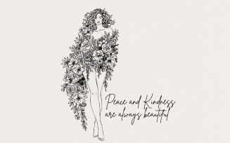 Peace and Kindness PNG, floral png, boho flower png, flower sublimation, retro daisy png,