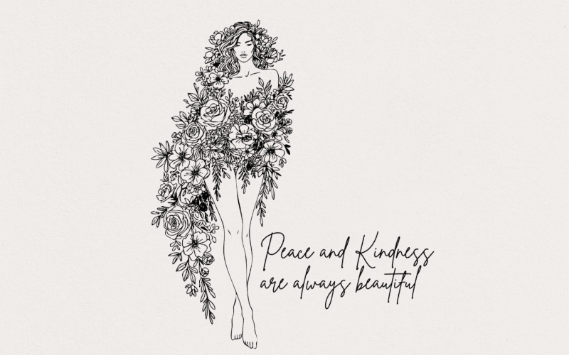 Peace and Kindness PNG, floral png, boho flower png, flower sublimation, retro daisy png, Illustration