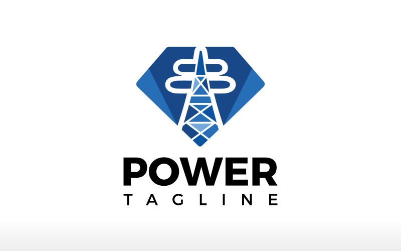 Power Diamond With Electric Tower Logo Design Logo Template