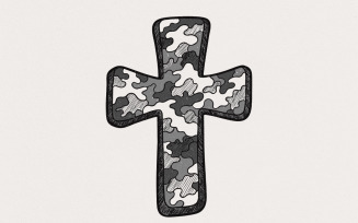 Retro Camo Cross PNG, Pocket Cross, Tan Camo Scripture, I Can Do All Things, Easter Cross PNG,