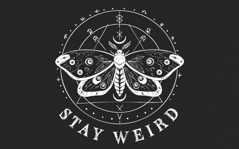 Stay Weird Clipart png, Witchy Vibes , Celestial Halloween, Goth Witch Shirt, Boho Vibes, Spooky Illustration