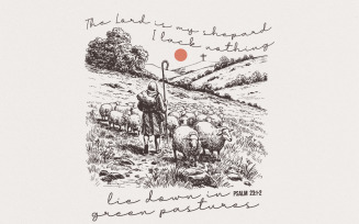 The Lord Is My Shepherd PNG, Easter Christian PNG, Retro Easter PNG, Easter Bible Verse, Groovy