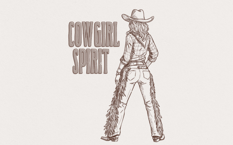 Wild Western Cowgirl Spirit PNG, Retro Cowgirl Style Png, Vintage Western Shirt Png, Country Illustration