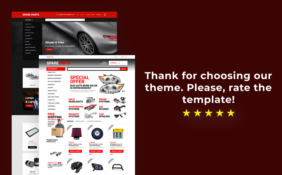 Motor Spare Parts Online Store PrestaShop Theme
