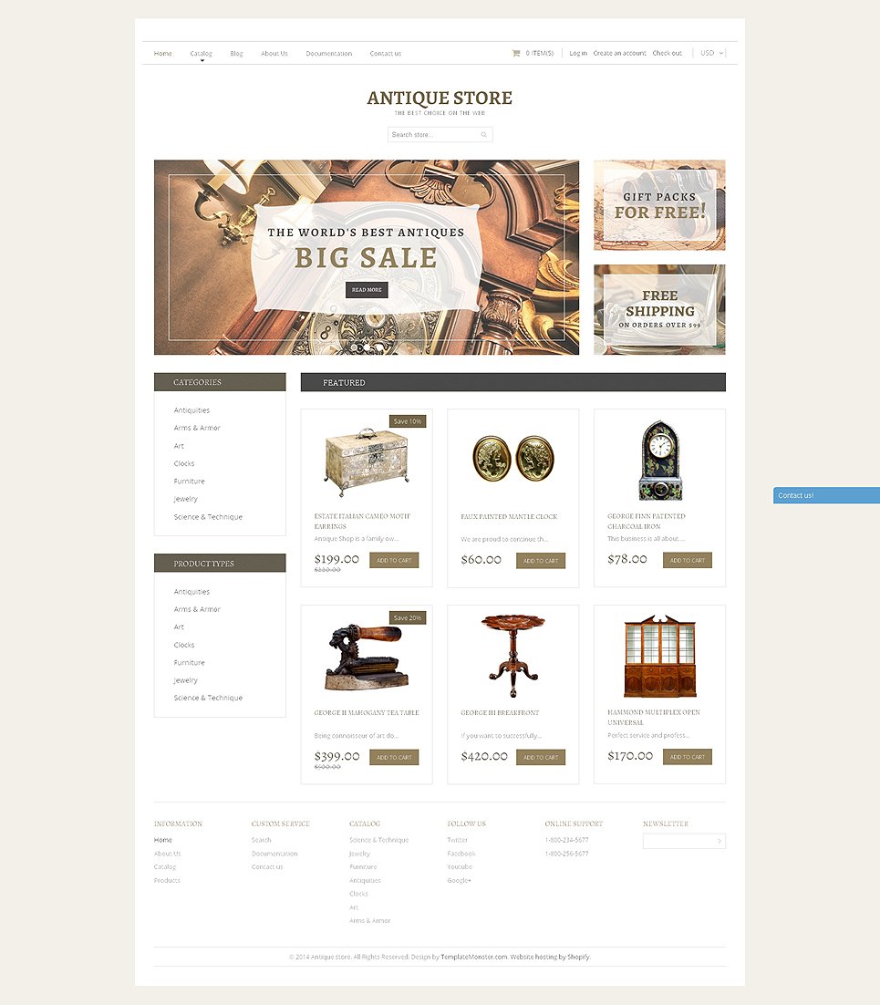 Antique Store Responsive Shopify Theme New Screenshots BIG