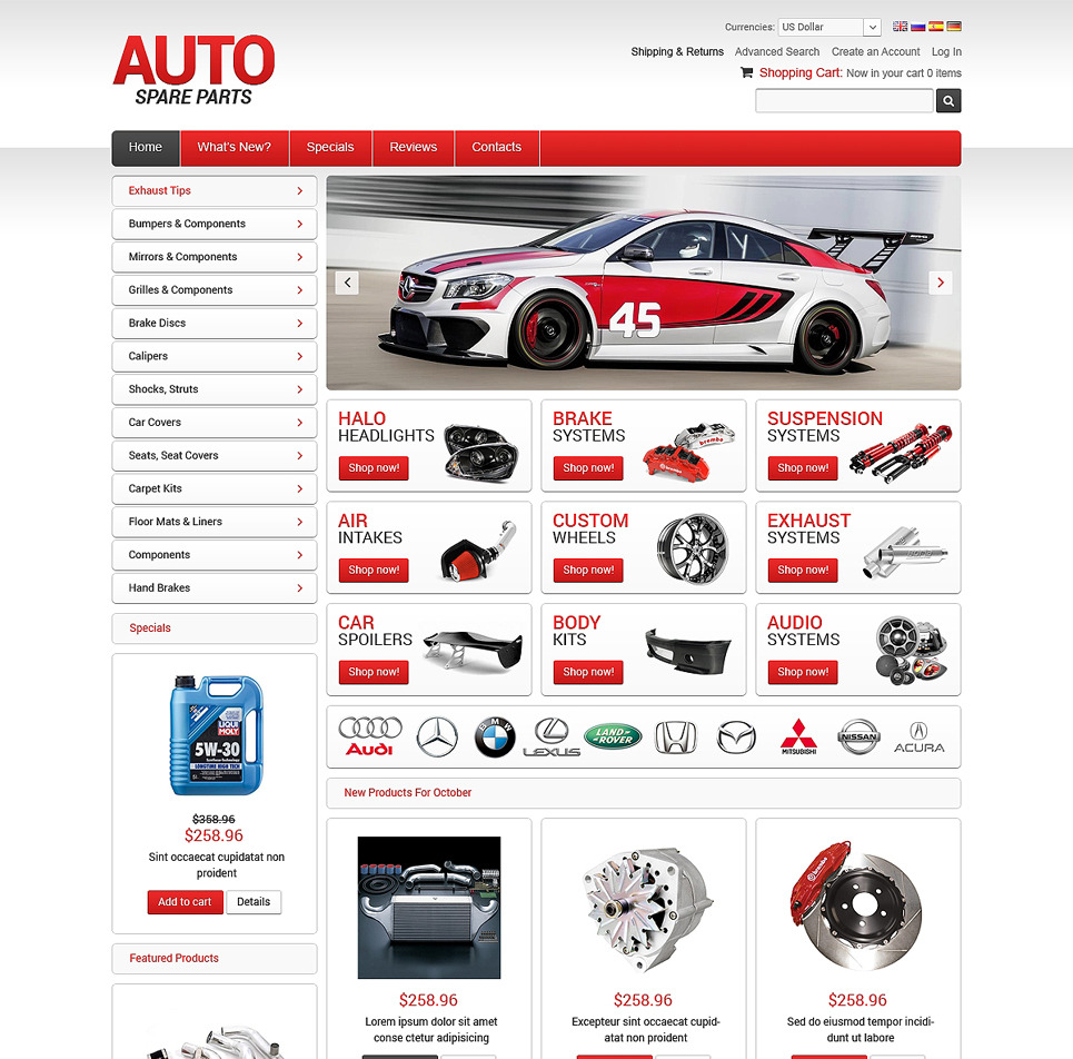 Auto Parts osCommerce Template Big Screenshot Auto Parts OsCommerce Template New Screenshots BIG