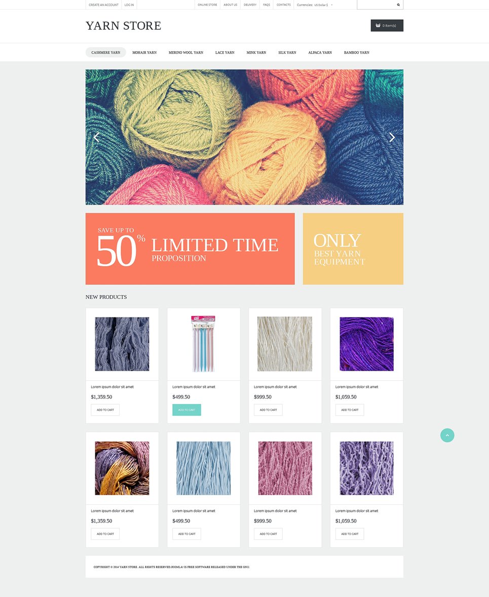 Handiwork Yarn VirtueMart Template New Screenshots BIG