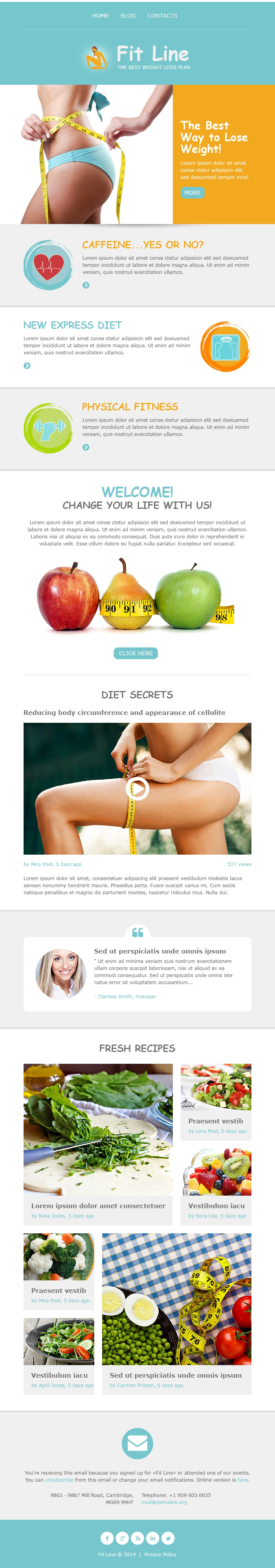 Responsive Nieuwsbrief Template over Fitness №50678 - screenshot