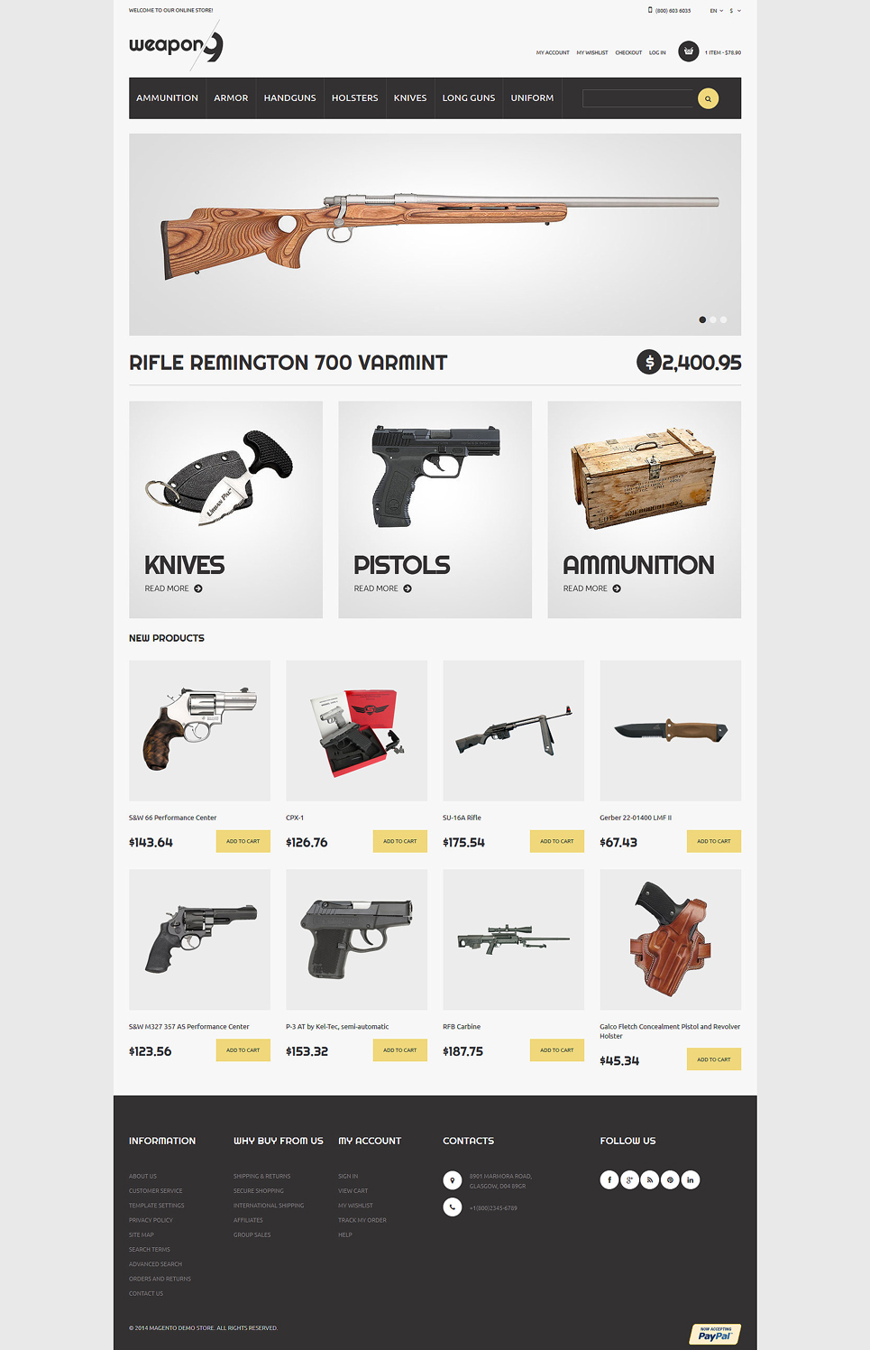Weapons for Proper Security Magento Theme New Screenshots BIG