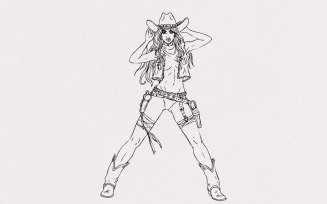 Bold Cowgirl Stance PNG, Western Action Art, Women’s Fashion Design for T-Shirts, Country Classic