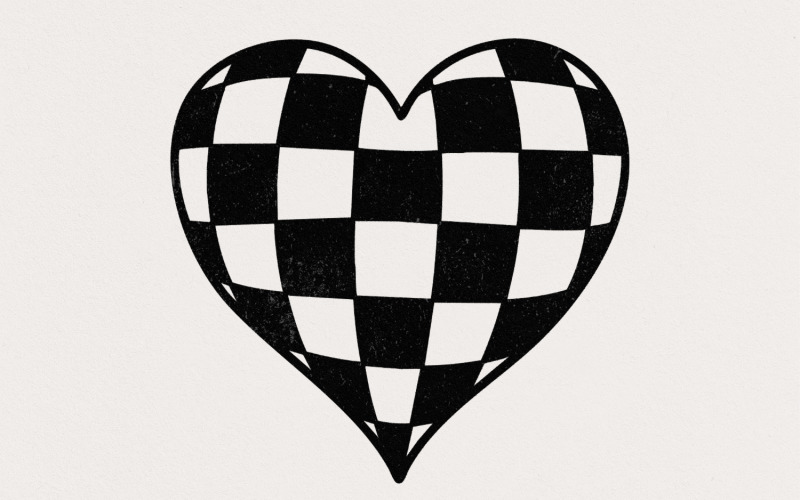Checkered Heart PNG, Valentines Day Sublimation Design, Retro Valentine Heart, Love PNG, Sports Illustration
