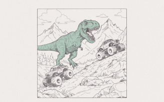 Dinosaur Big Trucks Sublimation PNG, Kids T-Rex Shirt Design, Dinosaur Birthday Party, Dinosaur Art