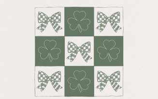 Retro St Patrick's Day Png, Coquette St Patrick's Day png, Checkered Shamrock Png, Lucky Clover