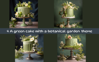 A green cake with a botanical garden theme