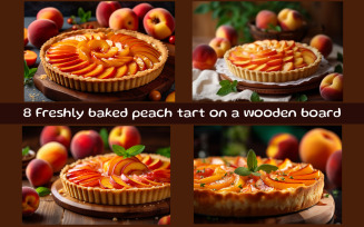 Freshly baked peach tart AI image